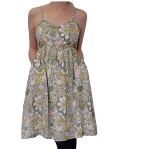 Liberty of London Floral Dress - Green, Yellow, White